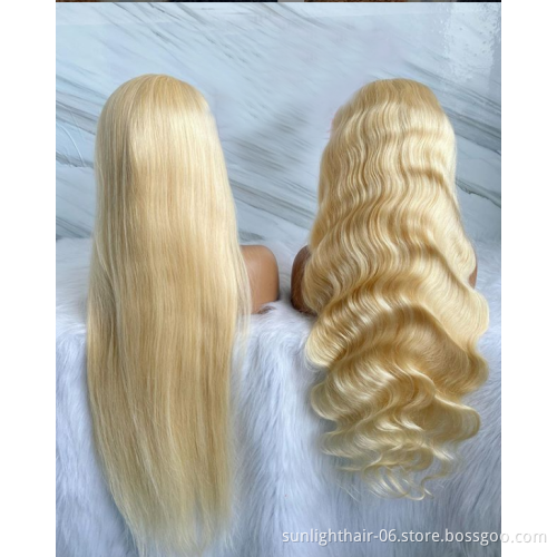Sunlight 150% Transparent Lace Wig 613 Honey human hair blend wigs 13x6 Lace Front Human Hair Wigs Brazilian Straight Remy Hair